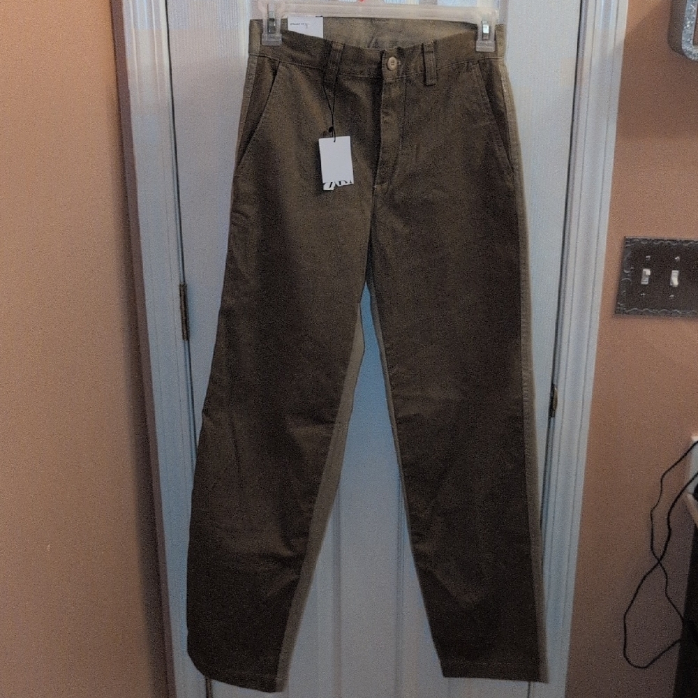Two Tone Zara Khaki Jeans Straight Leg US 29 Zara 36